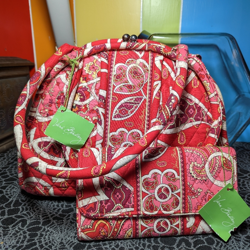 Vera Bradley Posey Eloise Shoulder Bag and Wallet Set.